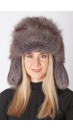 Arctic blue fox fur hat - russian style